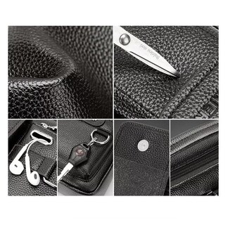Foto 5 | Foto 5 | Bandolera De Cuero Para Hombre Bolso Crossbody Lujo Moderno, Belug Negro