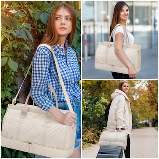 Foto 7 | Foto 7 | Bolso De Viaje Etronik De Fin De Semana Para Mujer, Tamaño Grande, Color Blanquecino - Venta Internacional.
