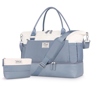 Foto 1 | Foto 1 | Bolsa De Fin De Semana Etronik Para Mujer Con Compartimento Para Zapatos Azul Y Blanco - Venta Internacional.