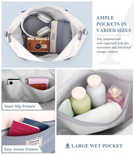 Foto 2 | Foto 2 | Bolsa De Fin De Semana Etronik Para Mujer Con Compartimento Para Zapatos Azul Y Blanco - Venta Internacional.
