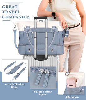 Foto 3 | Foto 3 | Bolsa De Fin De Semana Etronik Para Mujer Con Compartimento Para Zapatos Azul Y Blanco - Venta Internacional.