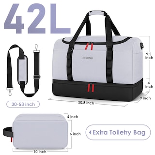 Foto 5 | Foto 5 | Bolsa De Viaje Etronik Duffle & Gym Con Compartimento Para Zapatos, 42 L - Venta Internacional.