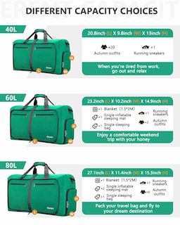Foto 4 | Foto 4 | Bolsa De Viaje Gonex, 100 L, Plegable, Repelente Al Agua, Verde - Venta Internacional.