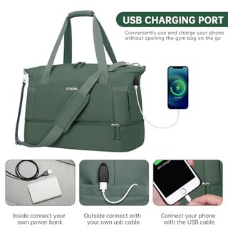 Foto 5 | Foto 5 | Bolsa De Gimnasio Etronik Para Mujer Con Puerto De Carga Usb, Color Verde Oscuro - Venta Internacional.
