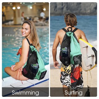 Foto 2 | Foto 2 | Bolsa De Natación Wandf Mochila De Malla Con Cordón Impermeable (verde) - Venta Internacional.
