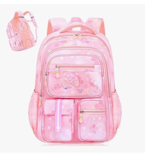 Foto 1 | Foto 1 | Mochila Bolsa Niña Escolar Primaria Infantil Impermeable Aitirrobo Arcoíris Capacidad Lazo Rosa