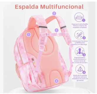 Foto 4 | Foto 4 | Mochila Bolsa Niña Escolar Primaria Infantil Impermeable Aitirrobo Arcoíris Capacidad Lazo Rosa
