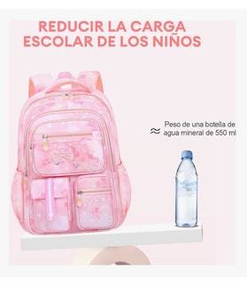 Foto 5 | Foto 5 | Mochila Bolsa Niña Escolar Primaria Infantil Impermeable Aitirrobo Arcoíris Capacidad Lazo Rosa