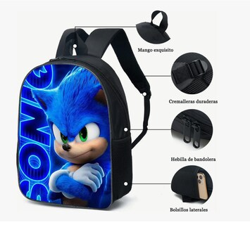 Foto 4 | Foto 4 | Mochila, Lonchera Y Lapicera De Sonic Para Niños: Juego De 3 Piezas Con Capacidad Grande