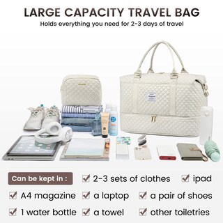 Foto 7 | Foto 7 | Bolsa De Viaje Lovevook Para Mujer Con Compartimento Para Zapatos, Color Beige - Venta Internacional.