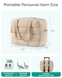 Foto 6 | Foto 6 | Bolsa De Gimnasio Bagsmart Para Mujer Resistente Al Agua Weekender Camel - Venta Internacional.