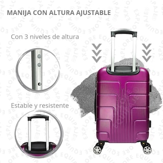 Foto 6 | Foto 6 | Maleta De Mano 20 Pulgadas Morado Resistente Al Agua Con Ruedas 360° Asa Telescópica Con Candado Fijo De Seguridad