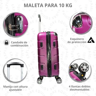 Foto 7 | Foto 7 | Maleta De Mano 20 Pulgadas Morado Resistente Al Agua Con Ruedas 360° Asa Telescópica Con Candado Fijo De Seguridad