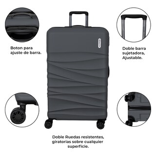 Foto 3 | Foto 3 | Juego de 3 Maletas Gravita Grises Rígidas con Ruedas 360