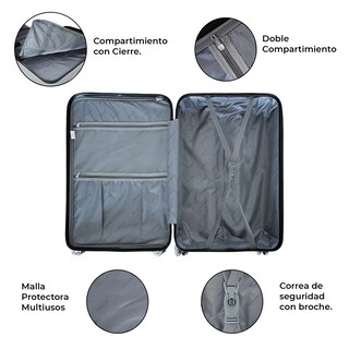 Foto 5 | Foto 5 | Juego de 3 Maletas Gravita Grises Rígidas con Ruedas 360