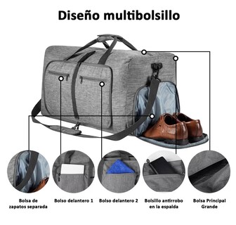 Foto 3 | Foto 3 | Bolsa Deportiva Bolsa De Viaje Impermeable De Gran Capacidad Gris