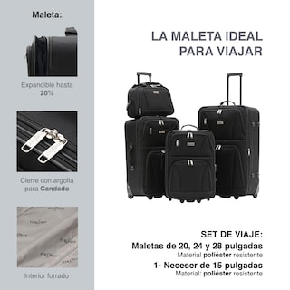 Foto 2 | Foto 2 | Maletas y 1 Neceser Fly & Trip Medellín Negras 3 Piezas