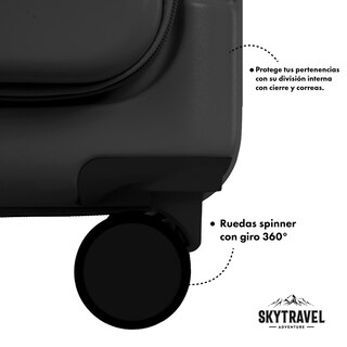 Foto 6 | Foto 6 | Maleta de Viaje 10kg 20 Pulgadas Cabina Carry On 4 Rueda 360 Negro