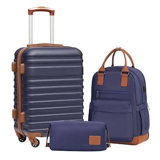 Foto 1 | Foto 1 | Set De Equipaje Coolife De 3 Piezas Con Tapa Rígida Con Cierre Tsa Spinner, Azul Marino - Venta Internacional.