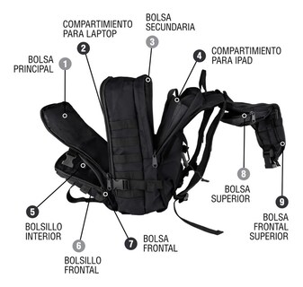 Foto 2 | Foto 2 | Mochila Táctica Militar PETUKITA BOX color Negro Backpack Campismo