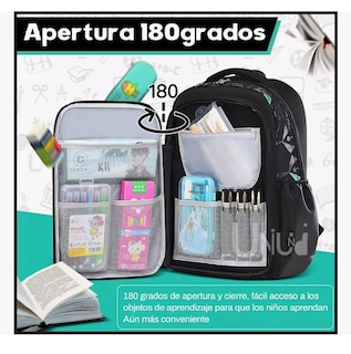 Foto 3 | Foto 3 | Mochila Escolar Viaje Mochila De Transporte 30l Grande Espacio Antirrobo Bolsa Mochila Escolar Impermeable Color Negro Wünd