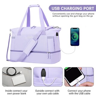 Foto 7 | Foto 7 | Bolsa De Gimnasio Etronik Para Mujer, Bolsa De Viaje Con Puerto Usb, Color Morado - Venta Internacional.