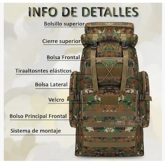 Foto 3 | Foto 3 | Mochila Xtellar Táctica Militar 80l Campismo Senderismo Multifuncion Modelo Negro