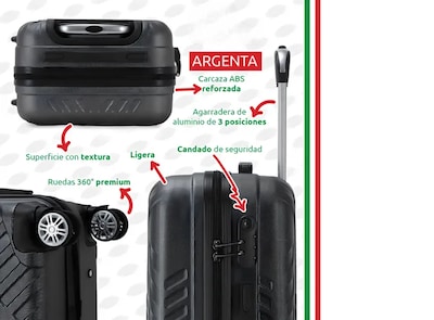 Foto 3 | Foto 3 | Maleta De Viaje Rígida Carry On De Mano Cabina Modelo Argenta 20 Pulgadas 10 Kg Con Candado Seguridad