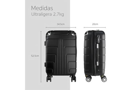 Foto 2 | Foto 2 | Maleta 10 Kg Cabina Candado Seguridad Doble Llanta 360 Negro