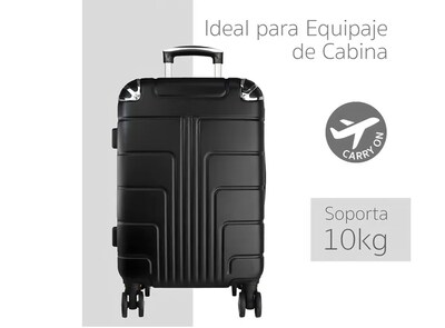 Foto 3 | Foto 3 | Maleta 10 Kg Cabina Candado Seguridad Doble Llanta 360 Negro