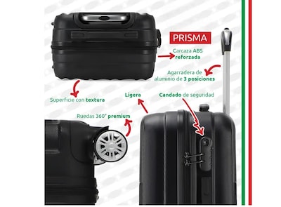 Foto 2 | Foto 2 | Maleta De Viaje Rígida Carry On De Mano Cabina Modelo Prisma 20 Pulgadas 10 Kg Con Candado Seguridad