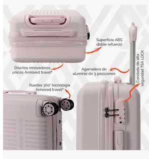 Foto 4 | Foto 4 | Maleta De Viaje Rígida Carry On De Mano Cabina Rosa 20 Pulgadas 10 Kg Con Candado Alta Seguridad