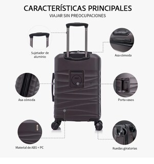 Foto 5 | Foto 5 | Maleta Cabina 20'' Rigida Con Portavasos 10kg Ruedas 360°