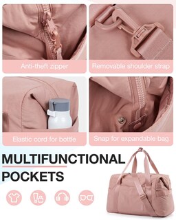Foto 4 | Foto 4 | Bolsa De Gimnasio Bagsmart Para Mujer, Bolsa De Viaje De Fin De Semana, Rosa Oscuro - Venta Internacional.