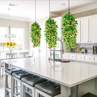 Foto 6 | Foto 6 | Plantas Artificiales Colgantes BELUG con Girasol Verde 4 Piezas
