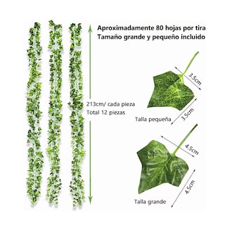 Foto 5 | Foto 5 | Cortina Serie Luces 240 Led con 12 Piezas de Plantas Artificiales 3*2 m Verdes