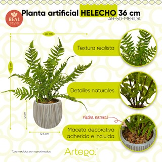 Foto 2 | Foto 2 | Planta Artificial Moderna Con Maceta Decorativa Real Style Helecho Compacta De 36cm De Alto