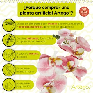 Foto 3 | Foto 3 | Planta Artificial Moderna Con Maceta Decorativa Real Style Orquídea Compacta Pack De 2 Unidades De 40cm De Alto