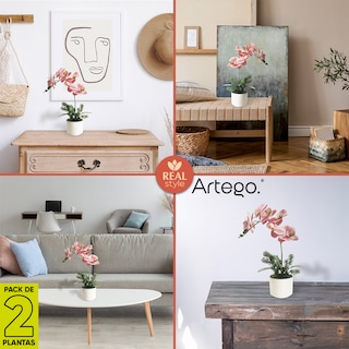 Foto 5 | Foto 5 | Planta Artificial Moderna Con Maceta Decorativa Real Style Orquídea Compacta Pack De 2 Unidades De 40cm De Alto