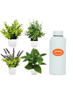 Foto 1 | Foto 1 | Macetas Plantas Artificiales Barro Decoración + Termo De Agua De Regalo Güish