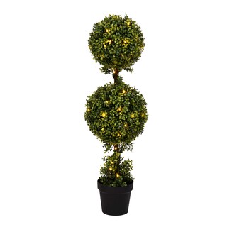 Foto 1 | Foto 1 | Árbol Artificial Con Forma De Topiario Led Preiluminado De Madera De Boj, Con Doble Bola, 90 Cm - Venta Internacional.
