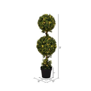Foto 2 | Foto 2 | Árbol Artificial Con Forma De Topiario Led Preiluminado De Madera De Boj, Con Doble Bola, 90 Cm - Venta Internacional.
