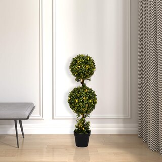 Foto 4 | Foto 4 | Árbol Artificial Con Forma De Topiario Led Preiluminado De Madera De Boj, Con Doble Bola, 90 Cm - Venta Internacional.