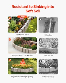 Foto 5 | Foto 5 | Bordes De Paisaje Con Piedra Sintética Vevor, Paquete De 4 Unidades, 16 Pies, Color Beige - Venta Internacional.