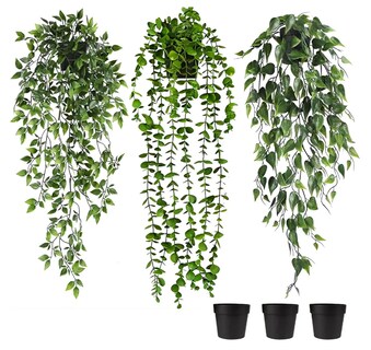 Foto 1 | Foto 1 | Elegante Xtellar Set De 3 Plantas Artificiales Colgantes Con Maceta Moderna - Decora Tu Hogar Con Estilo