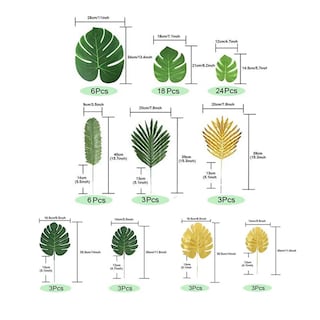 Foto 5 | Foto 5 | 70 Piezas 10 Tipos Tropicales Hojas Artificiales Palma Decorativas Lab.g Verde