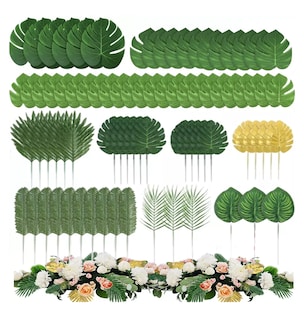 Foto 1 | Foto 1 | Hojas Artificiales De Palma Tropicales Decor 10 Tipos 80 Pzs Verde