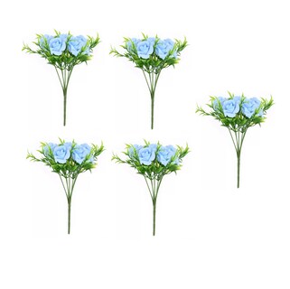 Foto 1 | Foto 1 | 5 Ramos Flores Rose Artificiales Rama Decorativa 35 Flores Azul