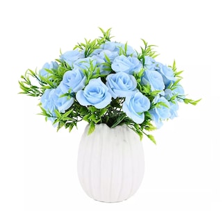 Foto 4 | Foto 4 | 5 Ramos Flores Rose Artificiales Rama Decorativa 35 Flores Azul