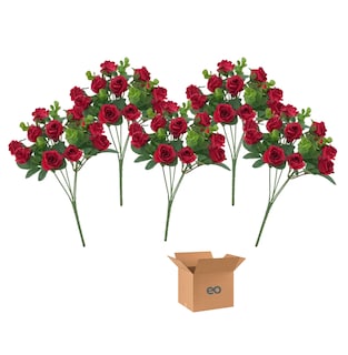 Foto 1 | Foto 1 | 5 Ramos Flores Rose Artificiales Rama Decorativa 50 Flores Eo Safe Imports Esi-19812 Rojo